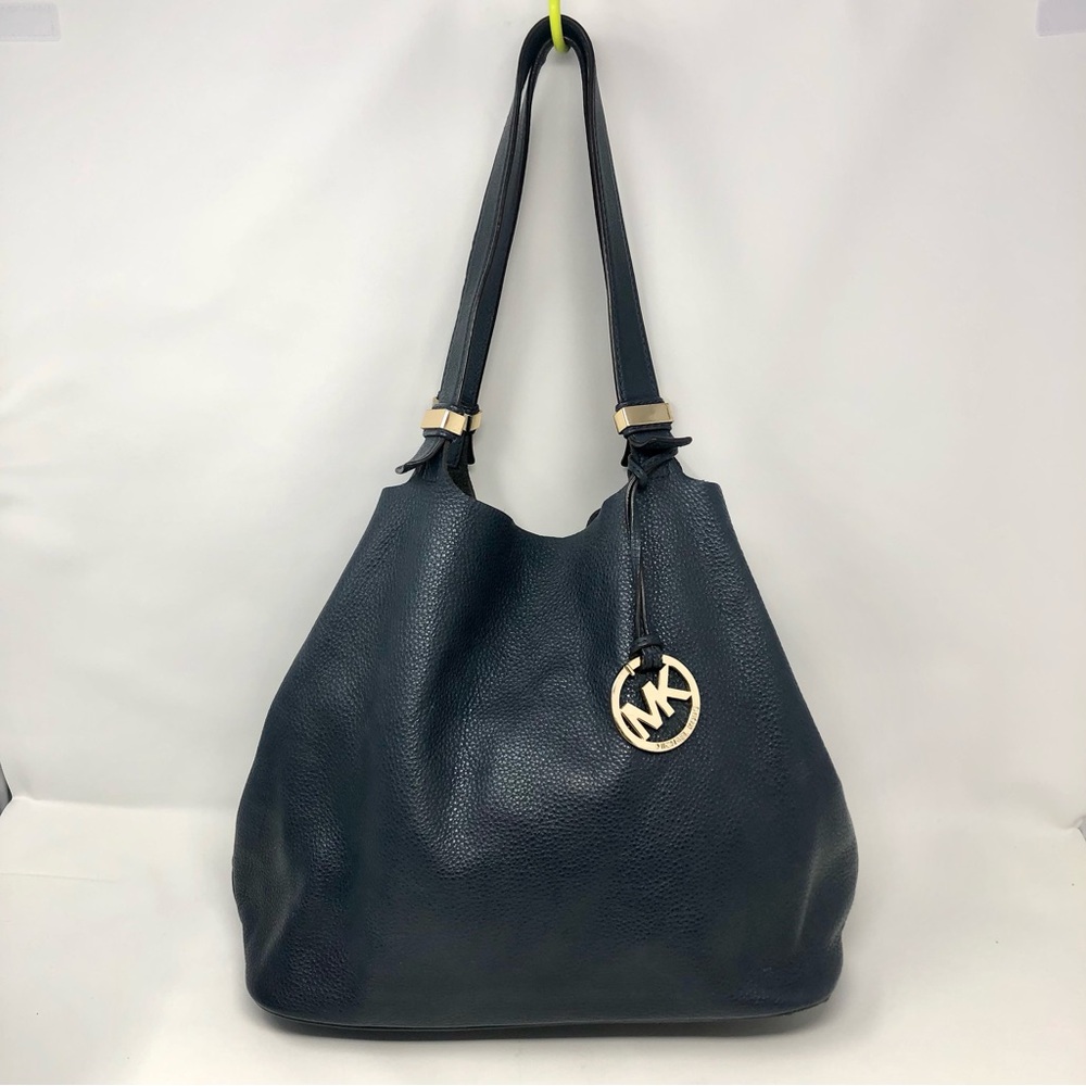 Michael Kors Colgate Slouchy Navy Blue Soft Leather Large Shoulder Bag Purse